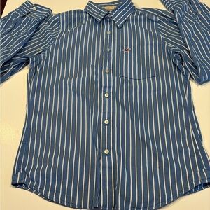 2/$30 HOLLISTER Men’s Cotton Button Down Blue White Long Sleeve Shirt Size L